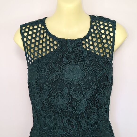 Vera Wang Dress Green Lace Overlay Nwot Sz 4 - Picture 2 of 8